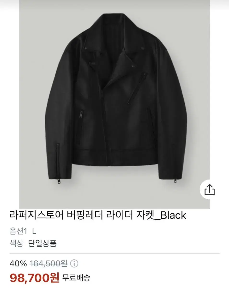 [새상품] 라퍼지스토어 블랙 라이더자켓